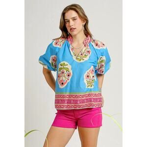 Umgee Boho-Chic Floral Print Blouse